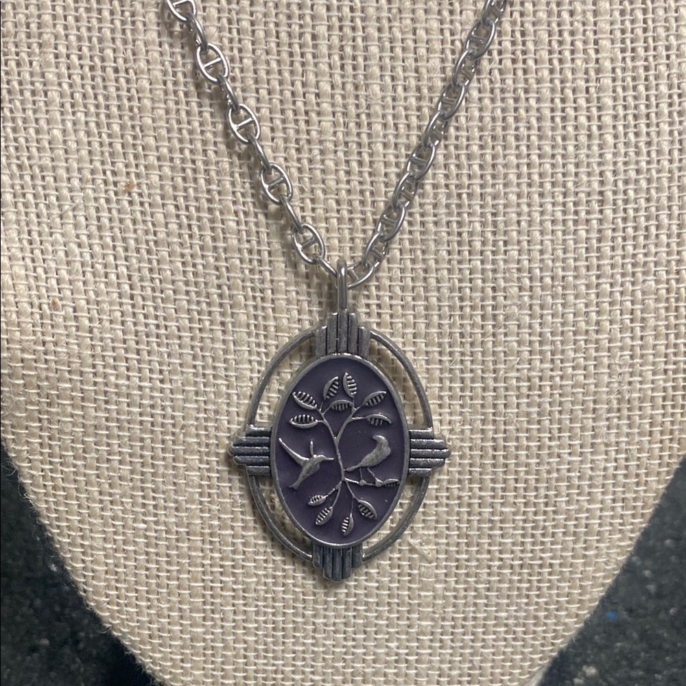 Lia Sophia Bird  Silver and Purple Pendant Necklace